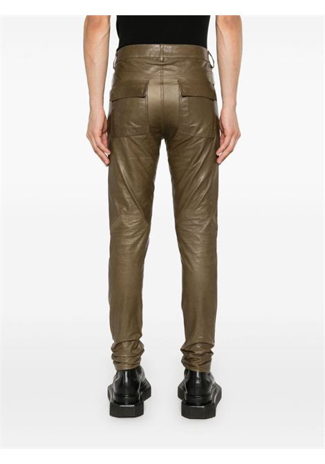 Olive green Leather Tyrone trousers Rick Owens - men RICK OWENS | RU02D6393LNV35